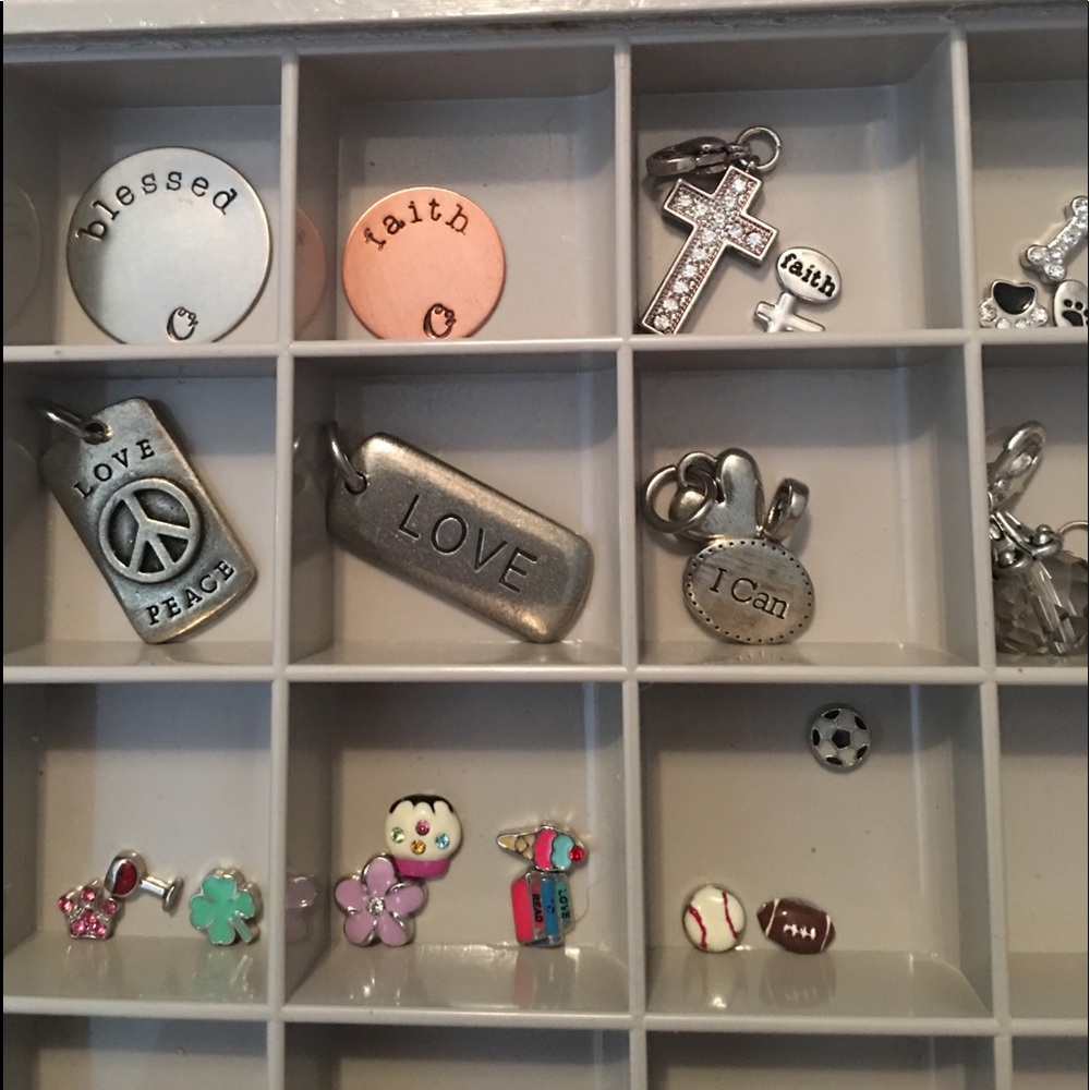 Updated Huge Origami Owl lot! 32 charms +2 lockets